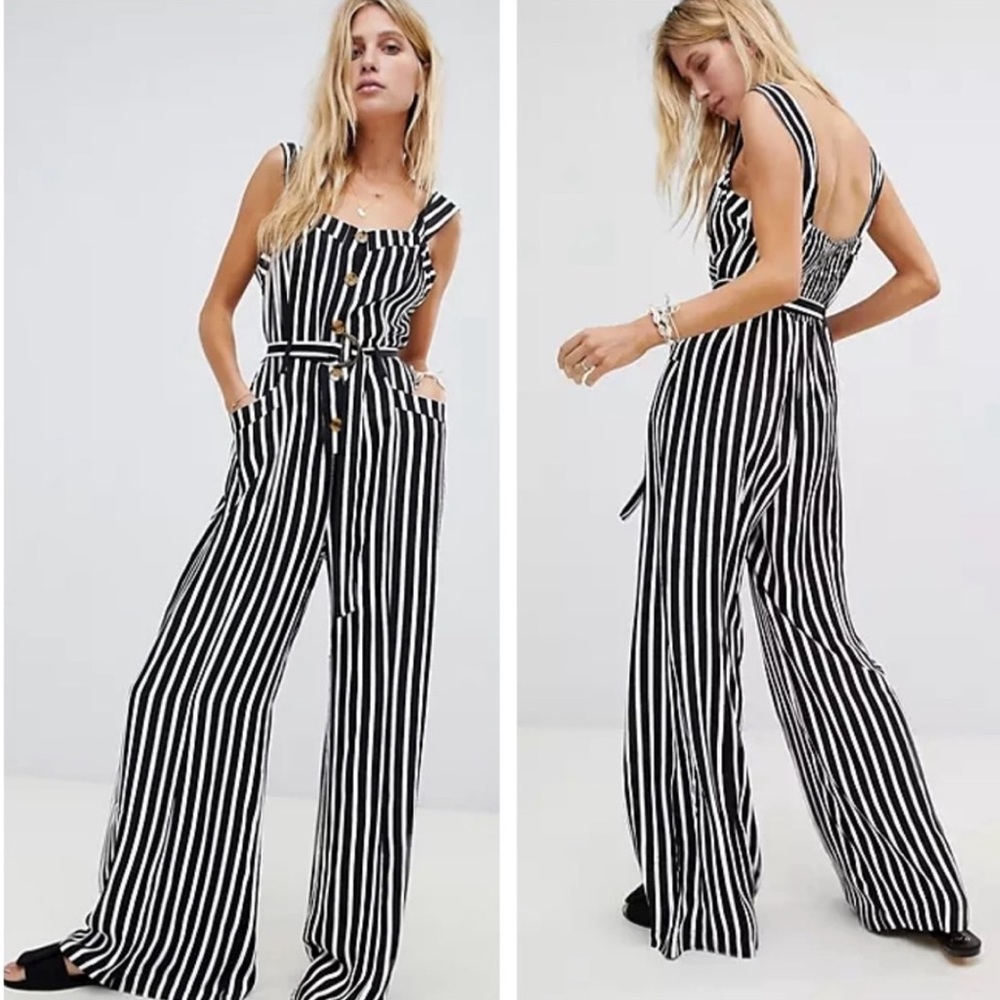 Striped Black and White Jumpsuit